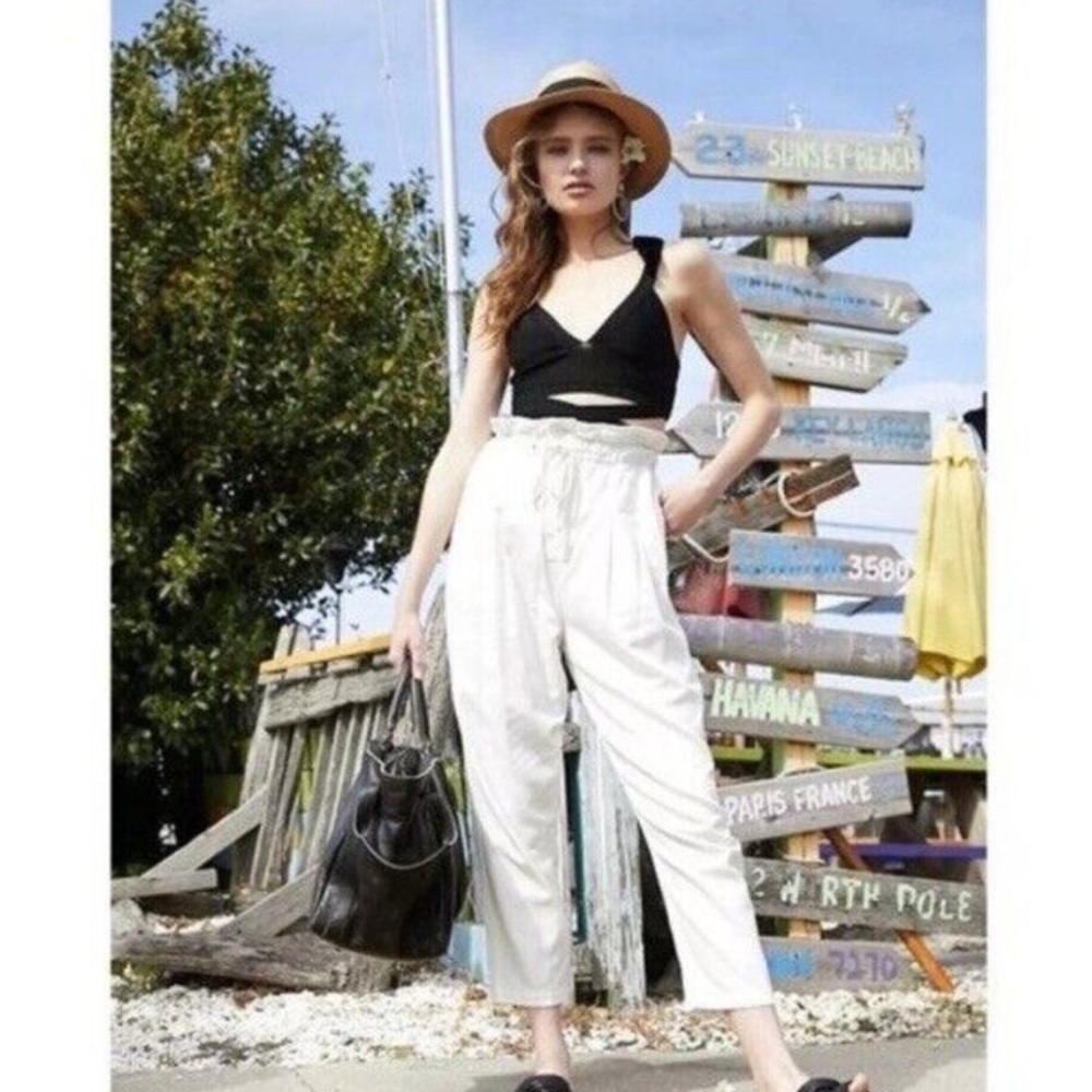 Free People Size S Margate Pleated Trouser Pant in White OB934529 - Picture 2 of 6